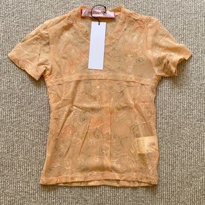 Eckhaus Latta Sheer embroidered top